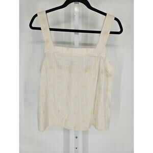 Carve Designs Women Sz L Liv Cotton Tank Top Light Yellow Floral Print Loose Fit